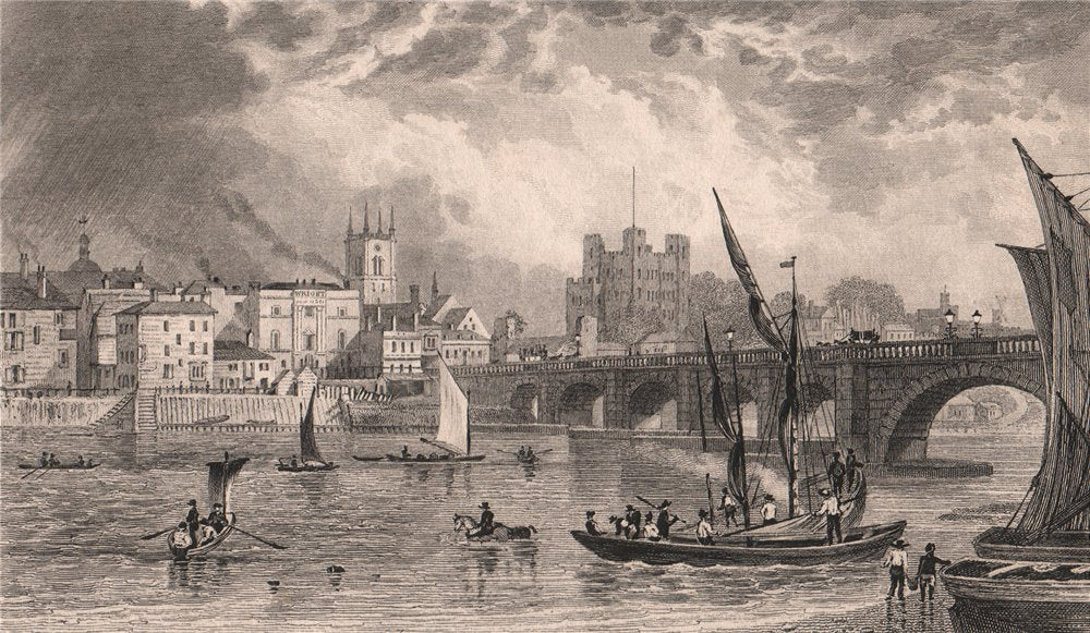Rochester Bridge. Kent. SHEPHERD 1829 old antique vintage print picture